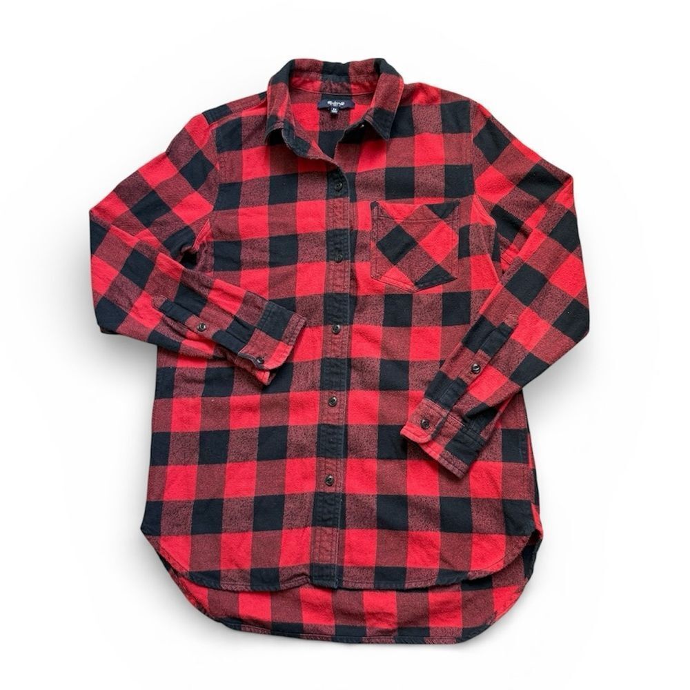 Madewell Shirt Flannel Button Down Red Black Buffalo Plaid Xs